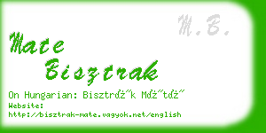 mate bisztrak business card